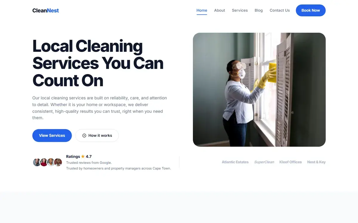 CleanNest sample website